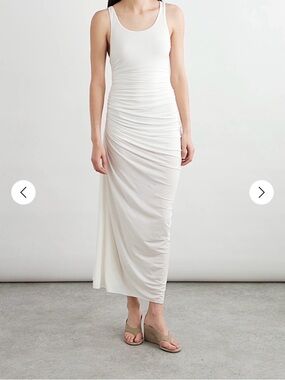Alaïa Cream Scoop Neck Jersey Dress
